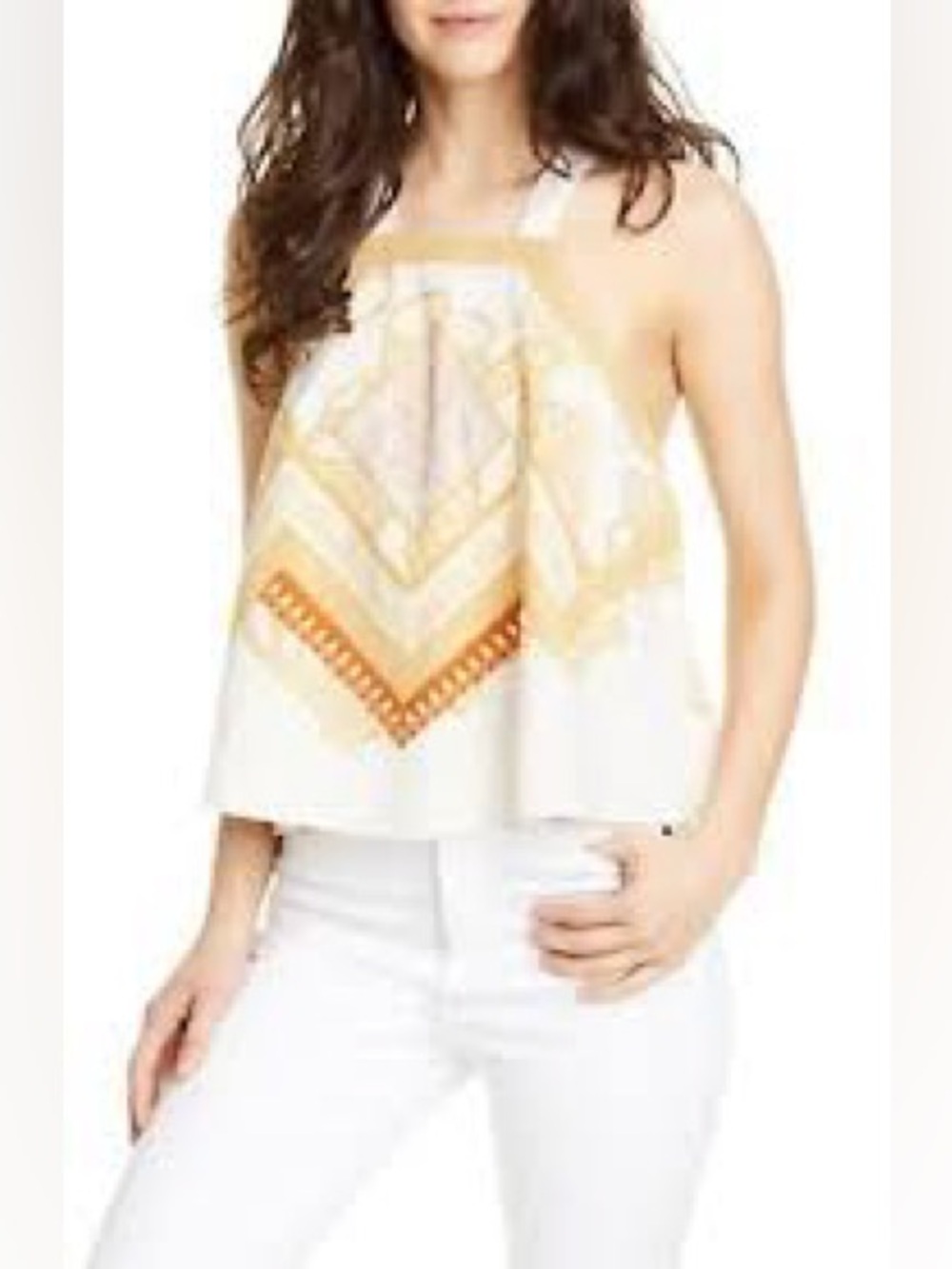 Free People | NWT Cream Halter Style Tank with Bandana Scarf Print